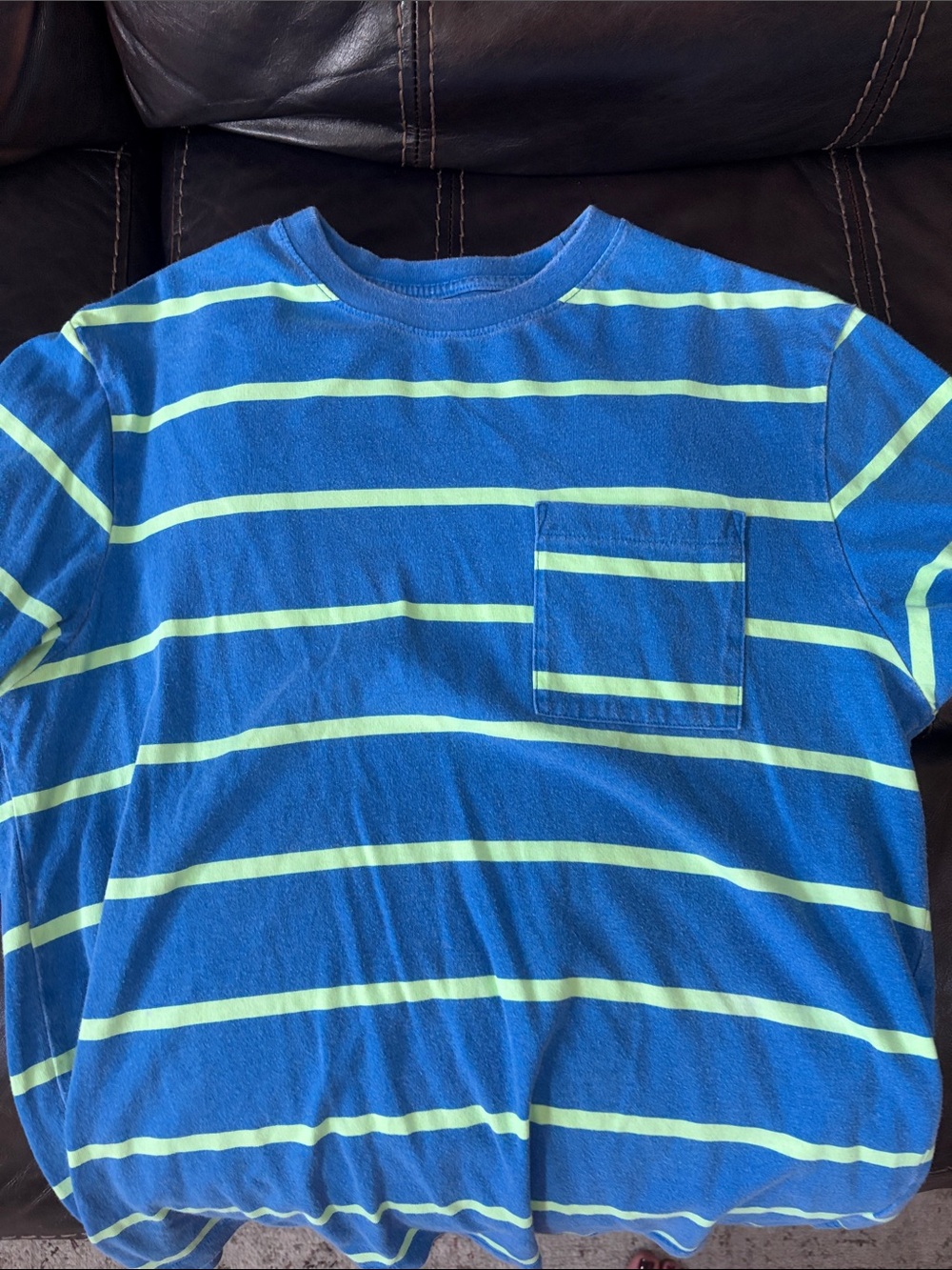 American Eagle Blue & Lime Striped Men’s Pocket Tee